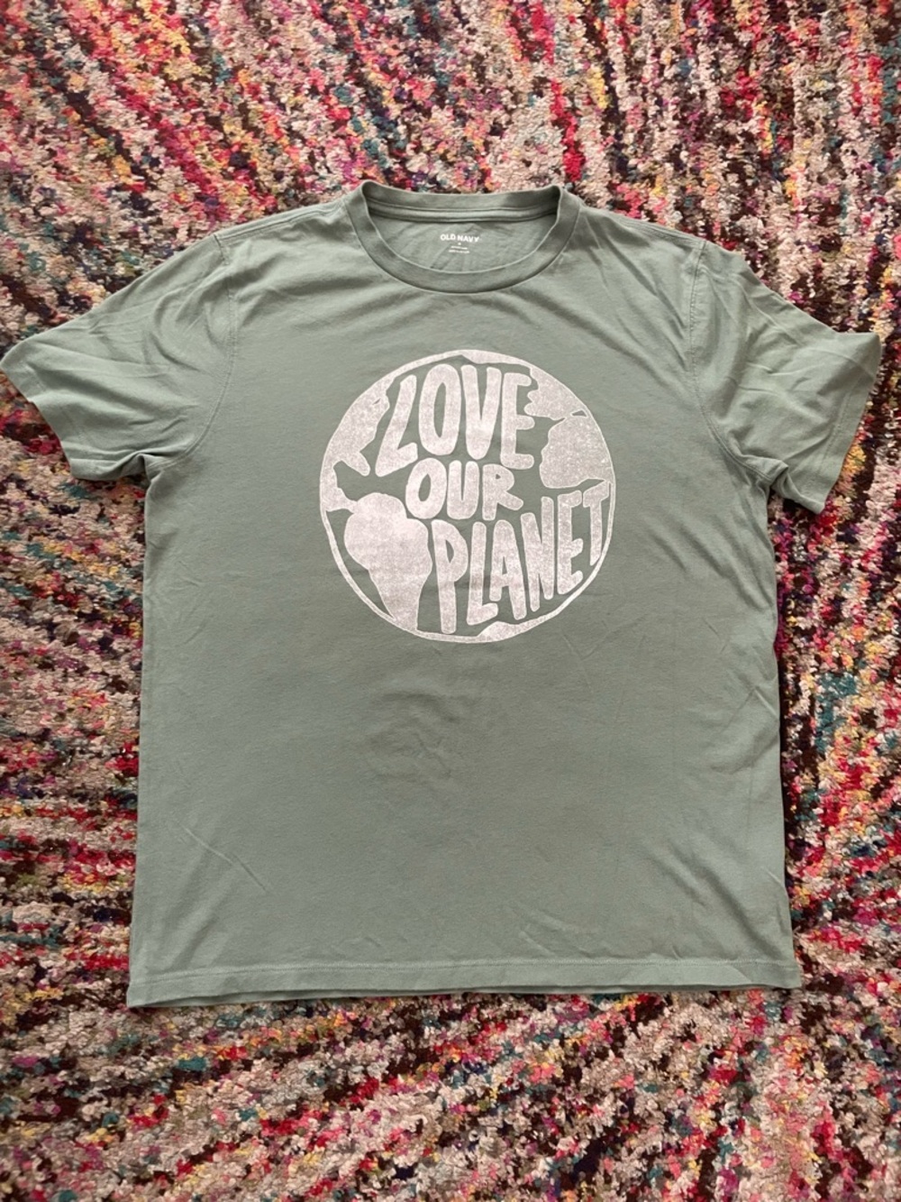 Old Navy Sage Green "Love Our Planet" Graphic Tee